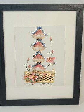 Carolyn Shores Wright Pecking Order II Bluebirds Artist Proof 1992 15.5"x12.5"